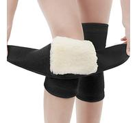 TINAYAUE Rodilleras cálidas de lana gruesa elásticas de velcro unisex para protección contra el sexo y transpirable, soporte para artritis dolor, danza, yoga, volleybal