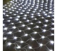 TINBOSE Guirnalda De Luces Navideñas Malla Blanca Cálida, 200 LED, 3 Mx 2 M, Temporizador 8 Modos, Alimentación Red, IP44, Resistente Al Agua(Cool White,1.5m x 1.5m 96led)