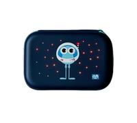 Tinc Estuche rígido Iluminado con Compartimento con Cremallera, Soportes para bolígrafos y Bolsillos de Red para Tus artículos de papelería, Personaje del Hombre Espacial, Azul Marino y Azul Claro,