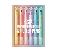 Tinc Juego de 6 bonitos rotuladores metálicos con impresión de rodillo, diferentes diseños, doble punta, seis colores a elegir