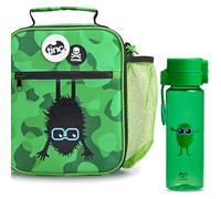 Tinc Lonchera aislada para niños + botella de agua abatible y clip para niños y niñas, correa ajustable + soporte para botella, bolsa térmica resistente al agua a prueba de fugas para la escuela o el