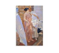 TINCHEW Póster de Joaquín Sorolla de 1916 de The Pink Robe After The Bath - Tapiz decorativo para colgar en la pared o dormitorio, regalo de 60 x 90 cm