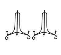 Tincogo (2 piezas) Hierro Pantalla Soporte Negro Hierro Caballete para libros de cocina, fotos, platos decorativos ,Bowl ,placas, tablets,4 pulgadas