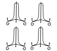 Tincogo (4 Piezas) Hierro Pantalla Soporte Negro Hierro Caballete para Libros de Cocina, Fotos, Platos Decorativos,Bowl,Placas, Tablets,8 Pulgadas