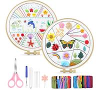 TINDTOP - Kit de bordado para adultos, técnicas de bordado para principiantes, incluye aros de tela para bordar, hilos para amantes de las manualidades, puntadas a mano