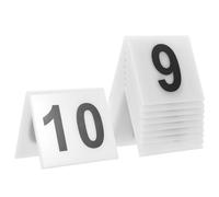 TINEASUR 10 Marcadores de Número Reutilizables de Acrílico en Forma de V, Doble Cara Impresos, para Letreros de Mesa en Restaurante o Decoración de Eventos