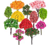 TINEASUR 12 Piezas de Árboles Modelo Miniatura para Ferrocarril, Set de Árboles Simulados Variados (Sauce, Árbol Dorado, Fulgor, Cerezo, Acacia, Aromático, Flores Claras y Rojas, Arce
