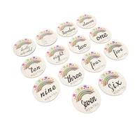 TINEASUR 14 piezas Tarjetas Mensuales de Madera para Bebés Souvenir Recién Nacido Accesorios Unisex para Celebrar del Primer Año