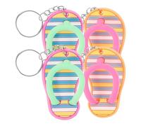 TINEASUR 2 Pares Llavero de Zapatilla Hawaiana Pvc y Metal, , Verde y Rosa, Adorno para Colgar Llaves y Mochila, para Fiesta Luau y Decoración de Bolso