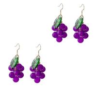 TINEASUR 2 Pares Pendientes Racimo De Uvas Aretes Para Niñas Aretes Con Tema De Frutas Joyería De Oreja De Fruta Pendientes Creativos De Frutas Pendiente De Uva Púrpura Aguja De Plata 925