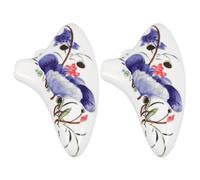 TINEASUR 2 Piezas Ocarina de Cerámica de Seis Agujeros en Tono Alto C Diseño de Boca Larga, Estilo Oriental Azul y Blanco, Instrumento Portátil para Práctica y Aprendizaje de Principiantes