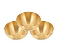TINEASUR 3 Cuencos de Acero Inoxidable para Ensalada y Fruta, Tazones Redondos de 15 Cm, Color Dorado, Multiusos para Cocina y Servir, Tazón de Uso Diario, Práctico y Resistente