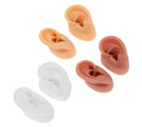 TINEASUR 3 Pares Modelos de Oído de Silicona Blanda para Práctica de Perforación y Exhibición de Aretes con Diseño y Puntos de Acupuntura Disponibles Tonos Oscuro y Blanco