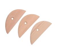TINEASUR 3 Piezas Herramienta para Raspar Cerámica de Madera de Haya en Forma de Luna, Color Caqui, para Modelar y Recortar Arcilla y Arcillas Poliméricas, para Estudio y Manualidades