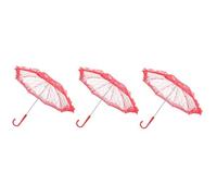 TINEASUR 3 Piezas Paraguas De Encaje Pequeño Paraguas De Boda Paraguas Chino Accesorios Suministros para Disfraces De Fiesta De Té Decoración De Manos Sombrilla Planchar Rojo