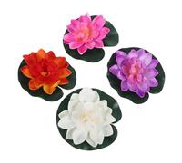 TINEASUR 4 Piezas Flores Flotantes Artificiales de Eva Realistas de Blanco Naranja Rosa y Decoración para Piscinas Acuarios Jardines Bodas y Uso Interior y Exterior