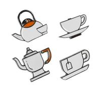 TINEASUR 4piezas Broche De Tetera De Café Broches De Esmalte Para Solapa Mochila o Chaqueta De Dibujos Animados Para Adultos y Adolescentes