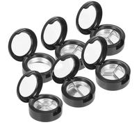 TINEASUR 6 Estuches Redondos Portamuestras para Sombras de Ojos, Recargables y Fáciles de Llevar, Diseño Único en Plástico Negro para Uso en Bodas y Conciertos Estilo Varios Estilos