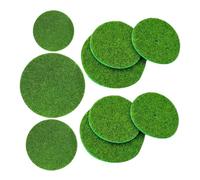 TINEASUR 9 Piezas Musgo Artificial Alfombra Exterior Redonda alfombras de área cesped Artificial Decorativo césped de Musgo Falso césped Realista cesped de Jardin Artificial Tela Green