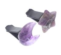 TINEASUR Adornos Ventilación del Coche Clips de Cristal Estrella y Luna 2 Piezas Decoración Interior para Mujeres Aromatizante Auto Oficina