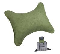 TINEASUR Almohada Cuello del Coche en Forma de Hueso, Verde, de Piel Sintética, Soporte Duradero y Correa Elástica Ajustable para Interior