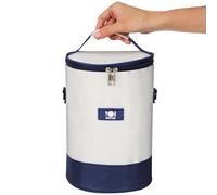 TINEASUR Bolsa Térmica Redonda Aislante para Alimentos, Fiambrera para Adultos en Color Azul Marino y Beige, con Aislamiento Grueso de Aluminio y Asa Resistente para Trabajo, Escuela