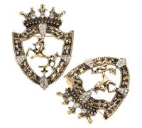 TINEASUR Broches para Hombre para Traje 2 Piezas de Aleación de Zinc Diseño Vintage de Emblema y Escudo, Broche de Solapa Gemas de Imitación, Accesorio Elegante para Bodas y Eventos