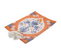 TINEASUR Caja de Pañuelos de Tela de Algodón Resistente con Diseño Vintage Azul Naranja Blanco Soporte Reutilizable para Papel Higiénico y Servilletas Decoración para Hogar Coche y