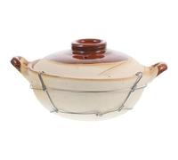 TINEASUR Cazuela de Barro para Cocinar 0,5l con Asa Individual, Olla Casera para Guisar y Arroz, Utensilio de Cocina de Cerámica Antiadherente para Estofados y Platos Estilo Aleatorio