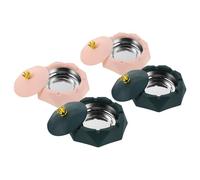TINEASUR Cenicero de Escritorio de Acero Inoxidable con Tapa, Diseño de Tiara Elegante, Resistente al Viento y Olor, Adecuado para Interiores y Exteriores, Paquete de 4 Piezas