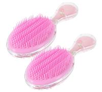 TINEASUR Cepillo Desenredante para Cabello Infantil 2 Piezas Transparente Ovalado Masajeador para Cepillo Portátil para Cabello Rizado Uso Diario Cuidado Personal