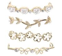 TINEASUR Clips para Zapatos Casuales 4 Piezas Forma de Corazón Perla Flor de Cerezo Ahuecada y Doble Lazo Accesorios Decorativos para Zapatillas Deportivas Mujer Joyas para Adornar