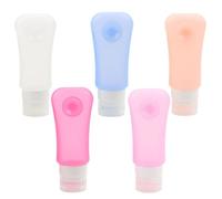 TINEASUR de Silicona Color Aleatorio de 89 Ml Pack de 5 Botellas con Ventosa, Fáciles de Usar y Almacenar, Dispensadores para Gel de Limpieza y Maquillaje en Viajes