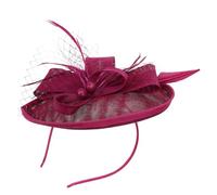 TINEASUR Diadema de Fiesta Velo y Flores de Plumas, Accesorio Cabello en Color Violeta Fucsia, Banda para Mujer para Banquetes y Ocasiones Obsequios
