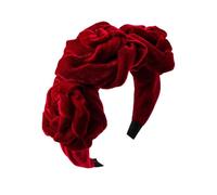TINEASUR Diadema y Acabado Fino Diseño Elegante de Terciopelo Rojo con Flores Grandes para Mujer Adecuado para Fiestas y Compromisos