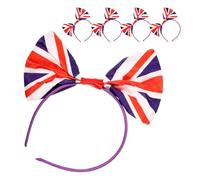 TINEASUR Diademas Lazo Bandera Reino Unido 5 Unidades para Fiesta y Festival, Accesorios Cabello Mujer, Aros de Celebración Decorativos y Tocados Temáticos