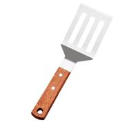 TINEASUR Espátula Superficie Texturizada Antideslizante de Acero Inoxidable para Freír Carne Mango de Madera Plata, Práctica Pala para Wok para Cocina y Barbacoa