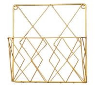 TINEASUR Estante para Revistas de Pared de Hierro Dorado, Revistero Metálico Resistente Oxidación, Soporte Organizador de Libros para Oficina y Salón, Expositor Decorativo Funcional