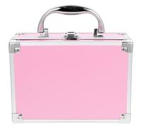 TINEASUR Estuche Organizador de Maquillaje de Aleación de Aluminio, Maletín Pequeño Rosa Portátil Amplio Almacenamiento para Cosméticos y Suministros de Uñas, Maleta de Viaje Práctica