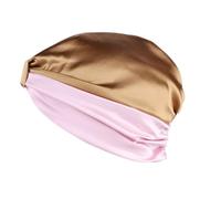 TINEASUR Gorro para Dormir Mujer Doble Capa Satén Elástico Color Caqui Rosa Cuidado Cabello Nocturno Antifaz para Dormir Turbante Nocturno