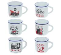 TINEASUR Juego de 6 Tazas de Esmalte Vintage Estilo Chino, Antiquemaduras y Resistente al Óxido, Adecuado para Suministros Hogar y Bebidas Calientes Varios estilos