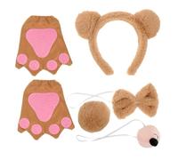 TINEASUR Juego De Accesorios De Oso Disfraz Diadema De Peluche Pajarita De Oso Nariz Falsa Guantes De Fiesta