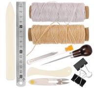 TINEASUR Kit de Herramientas para Trabajar el Cuero 16 Piezas, Material Metal y Madera, Adecuado para Principiantes y Proyectos de Encuadernación y Reparación