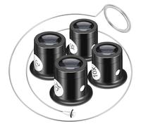 TINEASUR Lupa para Joyero Cristal de Aumento, 4 Piezas Soporte de Alambre de Acero Extraíble, Lente de Precisión para Reparación de Relojes, Herramientas para Relojería y Color Aleatorio