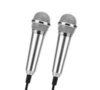 TINEASUR Micrófono Móvil de Karaoke Ligero y Plug And Play de Metal Color Plata, Pack de 2 Unidades para Grabación de Voz y Comunicación por Webcam Varios estilos