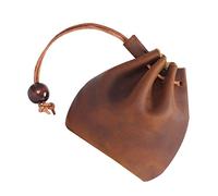 TINEASUR Monedero De Cuero Vintage Multifunción Piel Auténtica Marrón Claro Bolso Pequeño para Cambio y Llaves Uso Diario Tamaño Mini