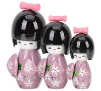 TINEASUR Muñeca Kokeshi Japonesa de Madera Púrpura, Adorno de Mesa Decorativo Estilo Japonés, Artesanía Tradicional para Decoración de Escritorio en Tiendas Japonesas Color Color Aleatorio
