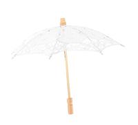 TINEASUR Paraguas con Mango De Madera De Encaje Paraguas Festivo Sombrillas Blancas Accesorios De Boda Sombrilla De Encaje Vintage Paraguas Mini Muñeca Ropa De Novia Cordón