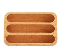 TINEASUR Porta y 3 Compartimentos , Organizador Práctico para Escritorio Tarjetas de Visita de Madera Diseño Elegante Que Mantiene Orden y Limpieza en Oficina