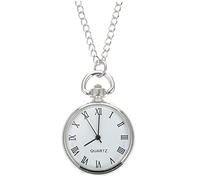 TINEASUR Reloj Colgante De Bolsillo y Cadena De Aleación Plateada, Reloj Sencillo Esfera Romana para Hombres y Mujeres, Accesorio Moderno para Uso Diario y Estilo Elegante